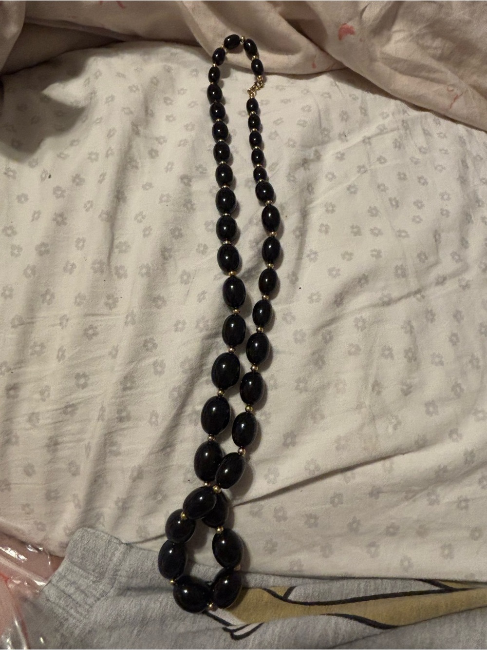 Classic Black Beaded Necklace - Unbranded
